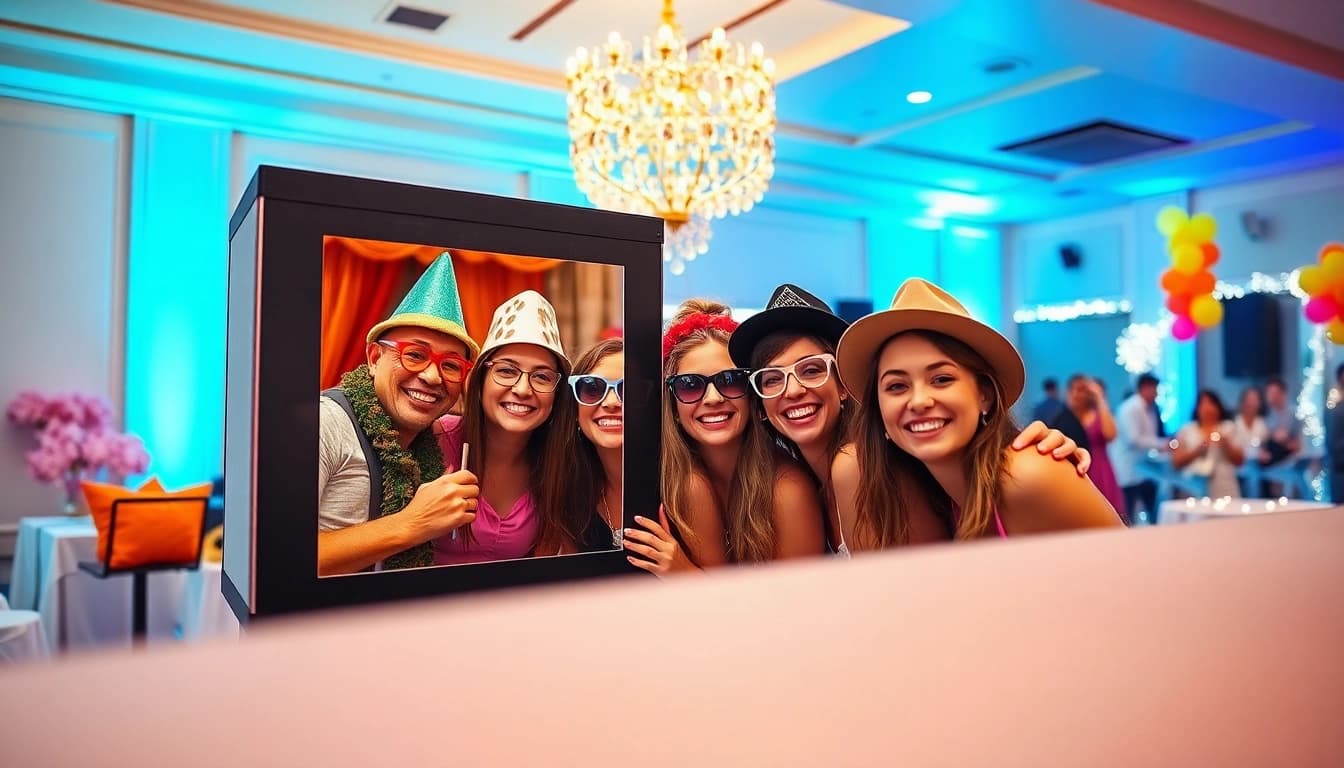 Capture joyful moments with photo booth rental chicago featuring colorful props and cheerful guests.