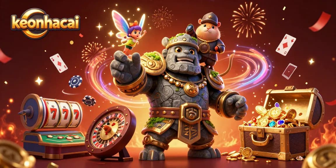 Place bets and win with keonhacai amidst a vibrant casino scene featuring exciting games.