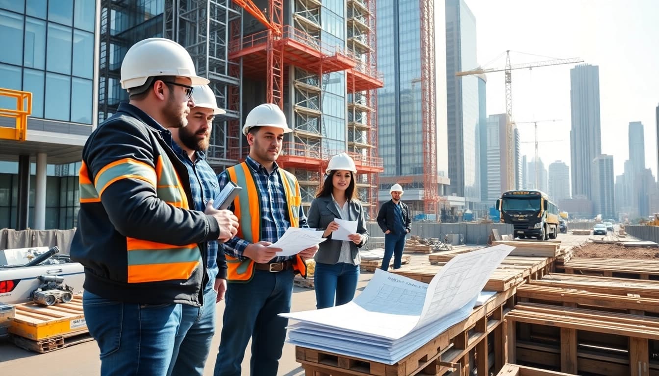 New York City Commercial General Contractor overseeing a dynamic team at a vibrant construction site.