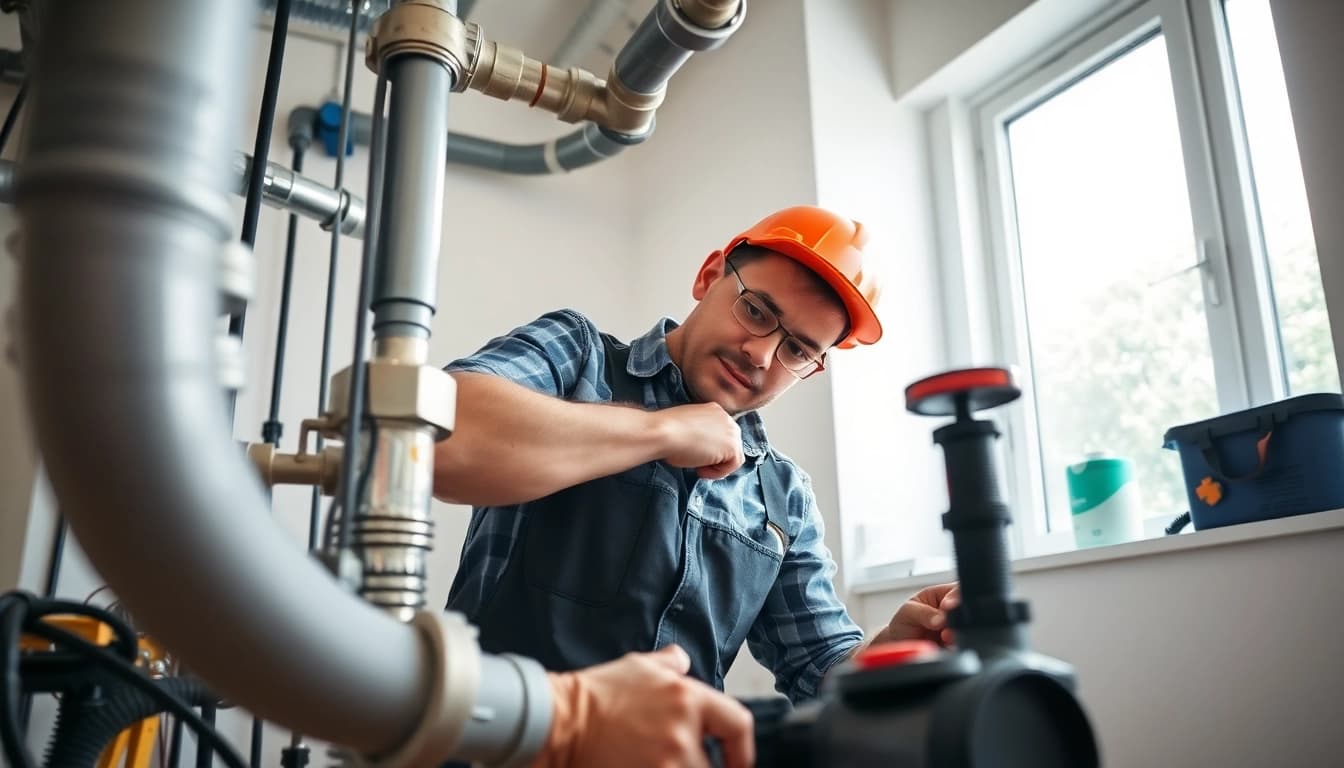 Visual of a professional plumber performing whole house repiping services Tampa in a home.