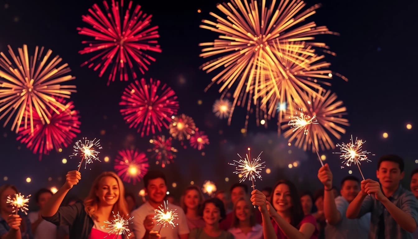 Celebrate with stunning fireworks uk lighting up the night sky during a community gathering.