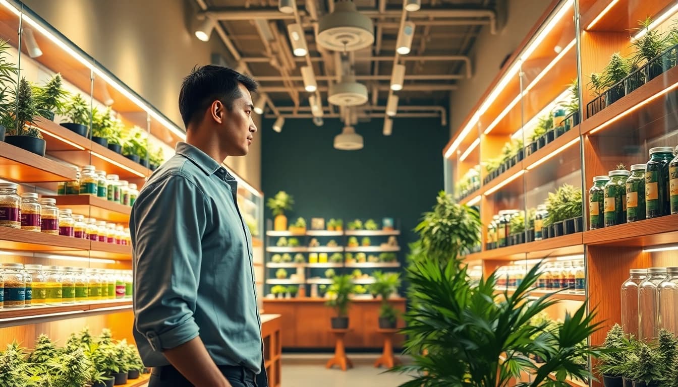 Buy marijuana online UK from a welcoming dispensary showcasing vibrant cannabis products.