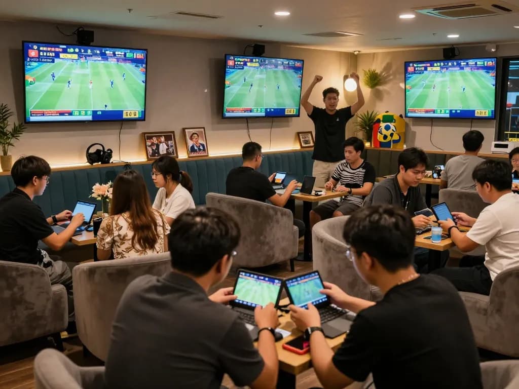 Engaging in tin soi kèo during an exciting sports betting event with live updates and enthusiastic bettors