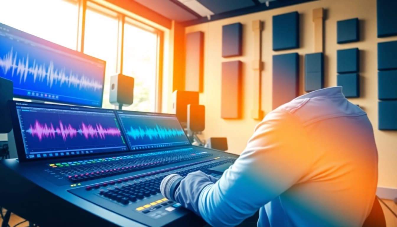 Enhance your audio with expert online mastering services in a vibrant and professional studio.