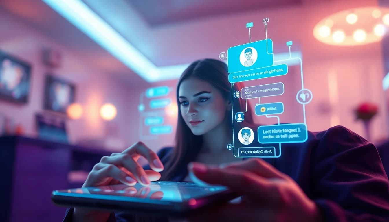 Engaging interaction with an AI girlfriend shown on a modern device
