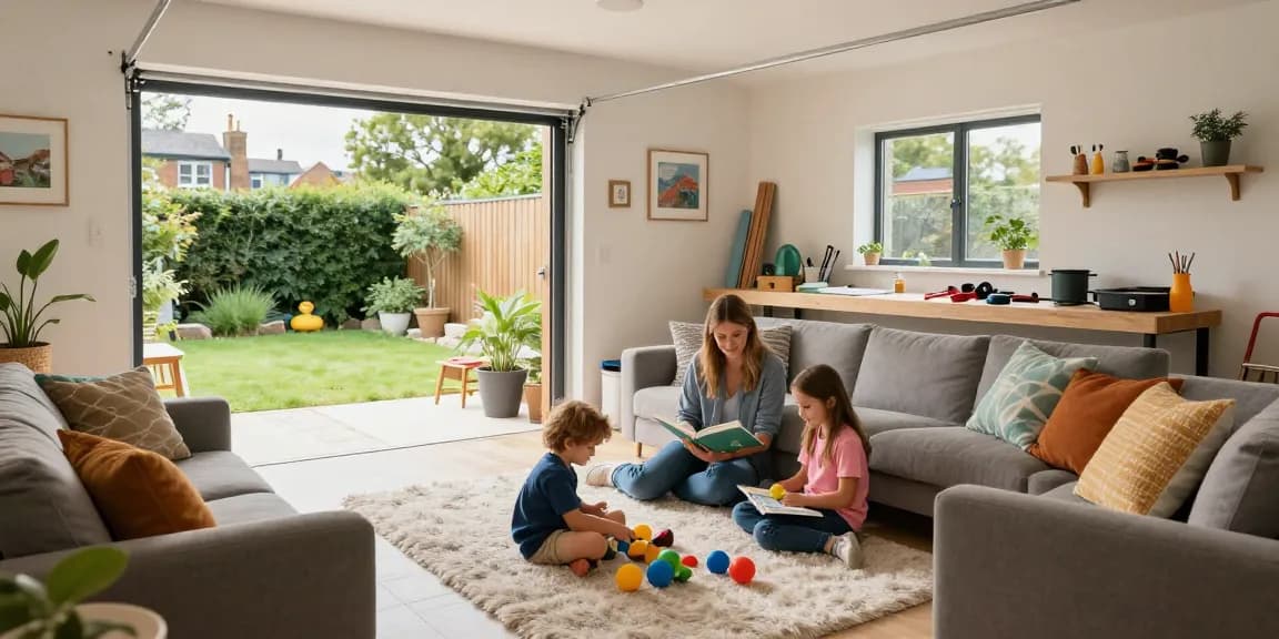 Garage conversion builder turning a Bristol garage into a bright, family-friendly living area.