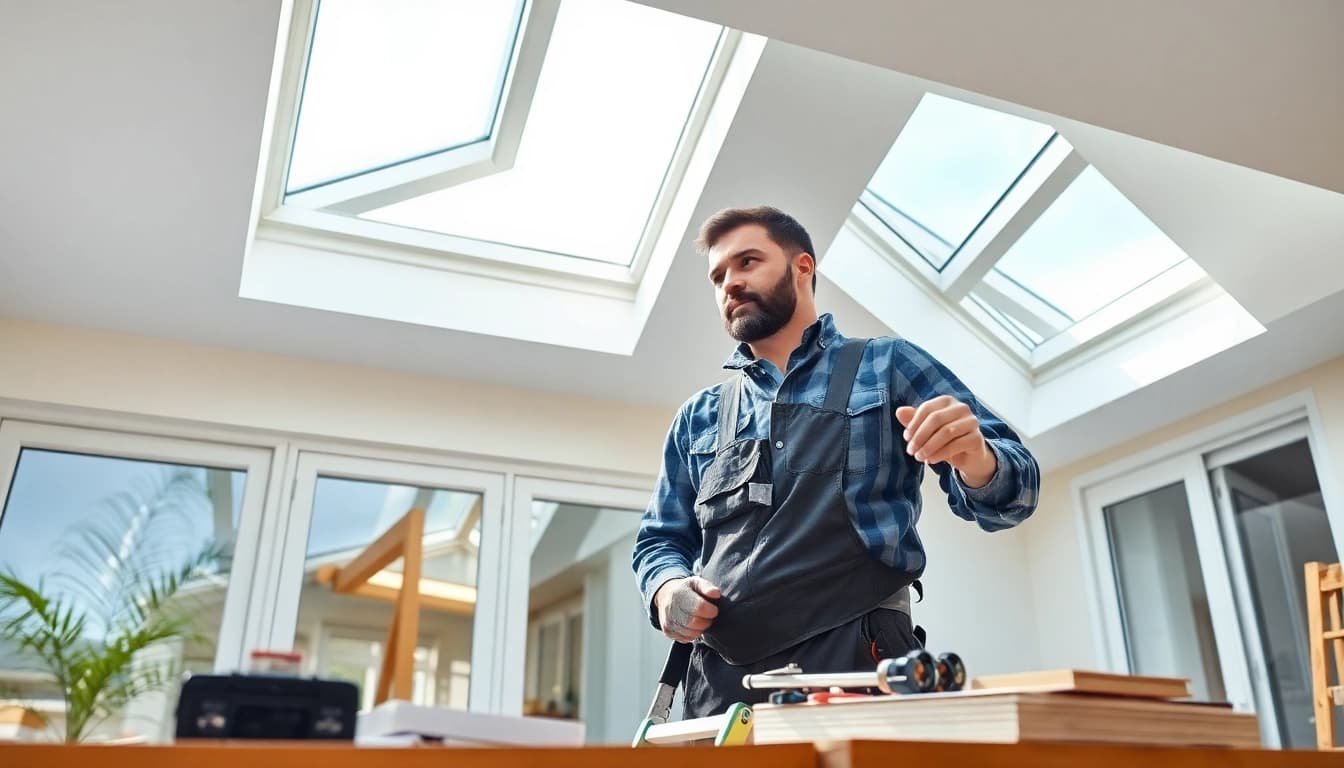Expert Velux repairs being executed on a modern home, showcasing skilled craftsmanship and quality service.