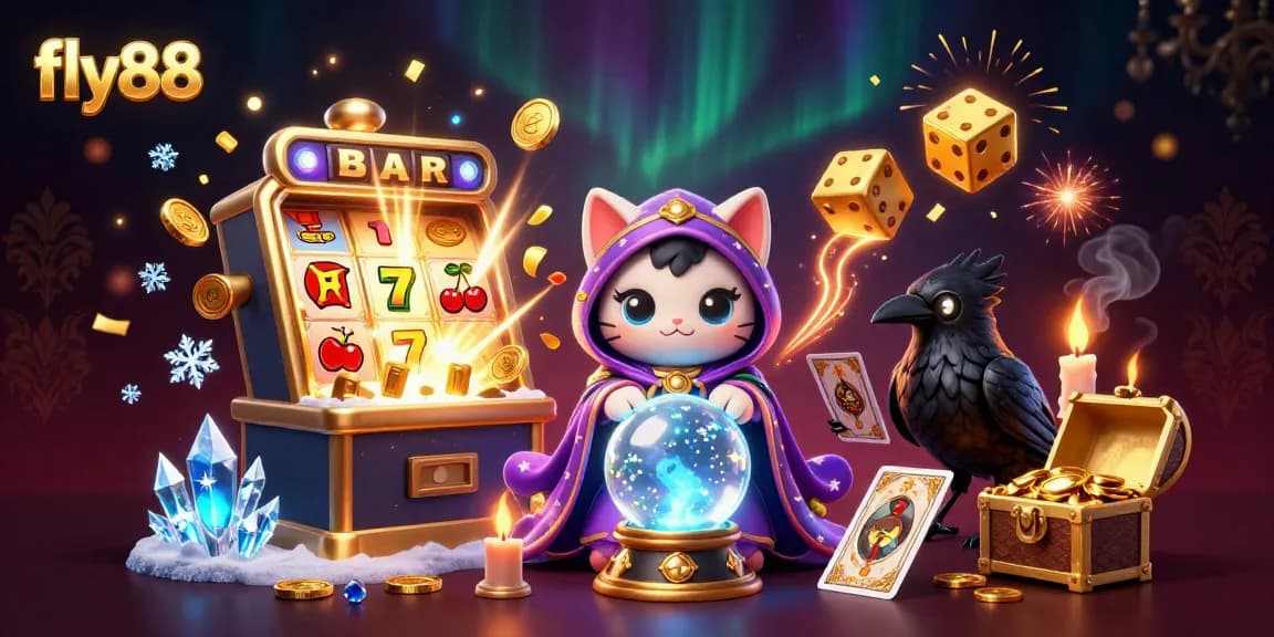 Experience thrilling gaming adventures with fly88, featuring a vibrant 3D scene of fortune and fortune teller elements.