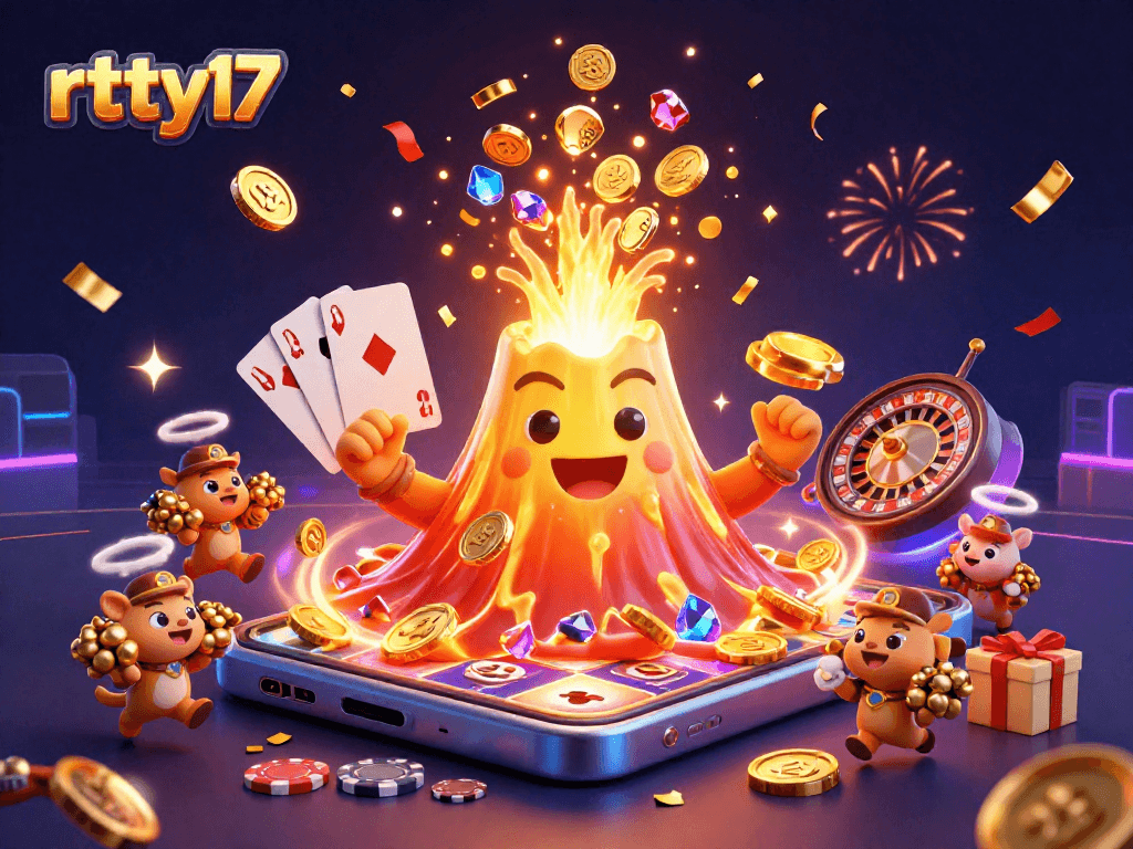 Engage with rttty17's thrilling world of online gaming, showcasing a vibrant casino scene filled with excitement.