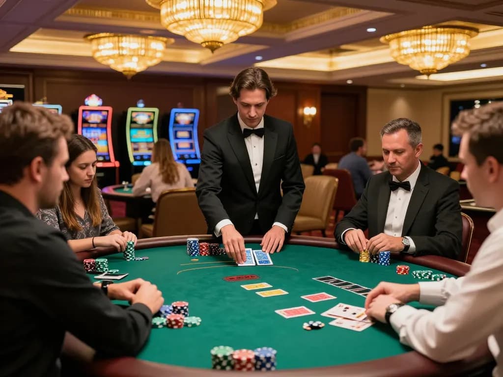 Experience intense gameplay at the 33win blackjack table with dealers and players.