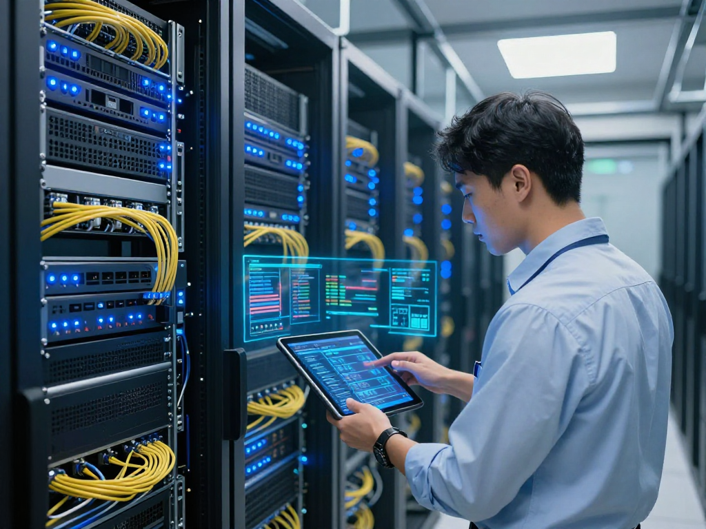 IPTV reseller panel in a modern data centre showcasing cloud computing infrastructure and advanced technology.