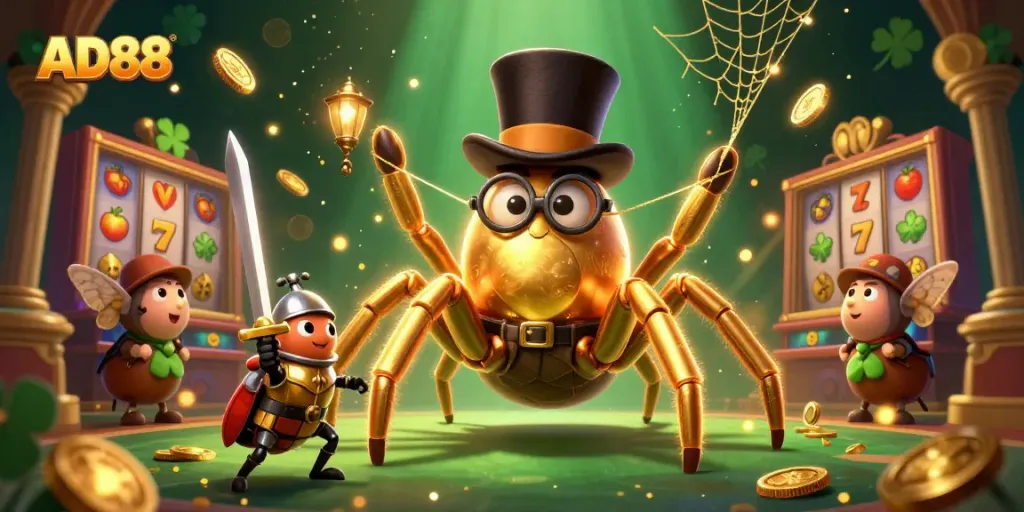 Engage with AD88's thrilling slot adventure featuring unique characters and dynamic casino elements.