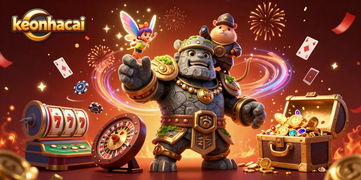 Place bets and win with keonhacai amidst a vibrant casino scene featuring exciting games.