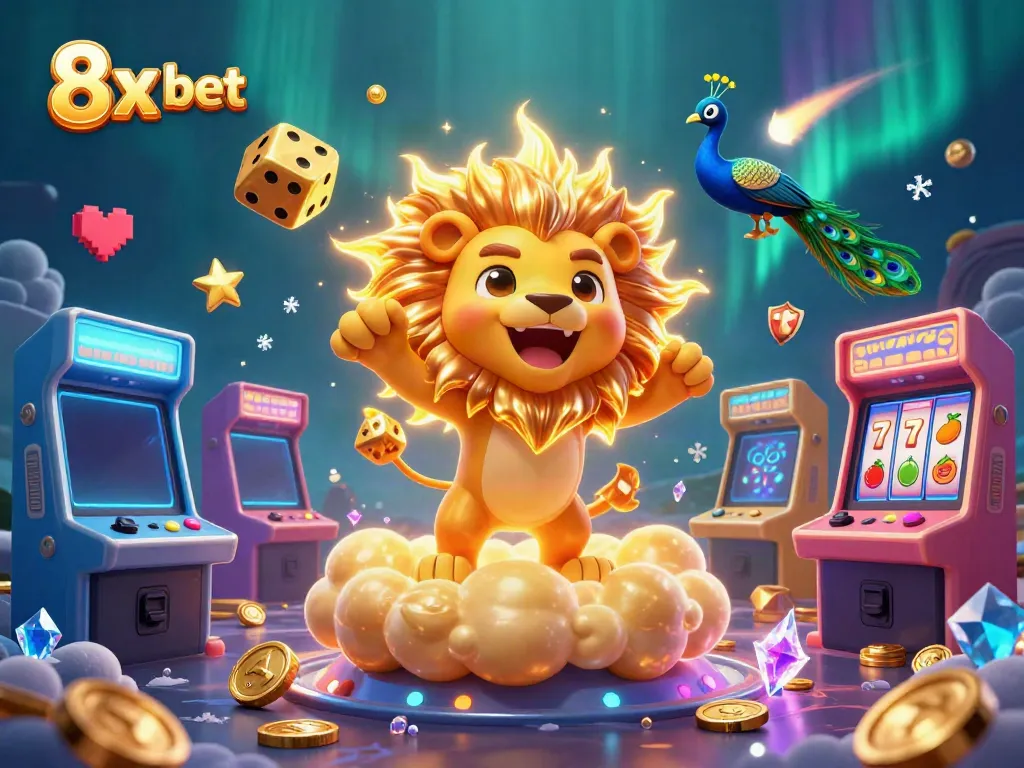 Experience the thrill of winning with 8x bet in this vibrant, dynamic 3D casino illustration.