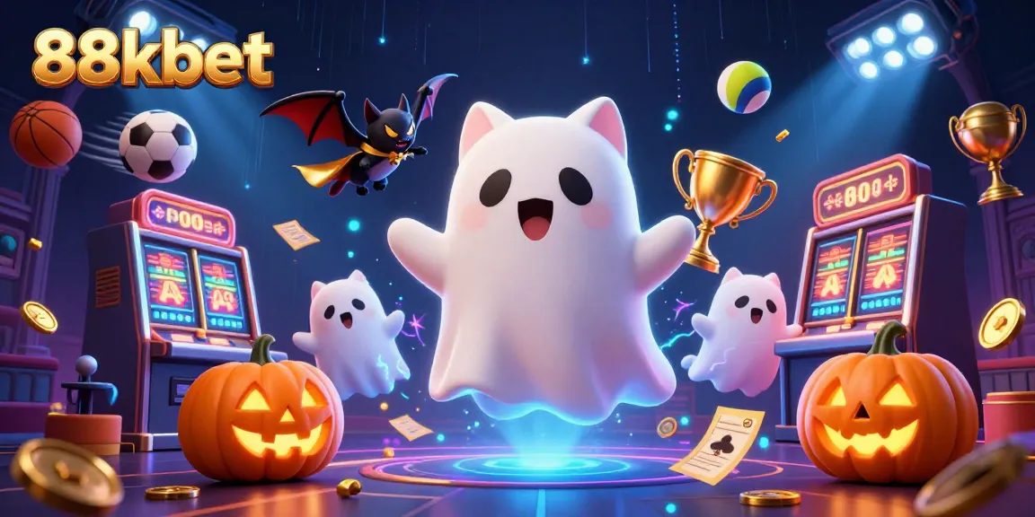 Experience thrilling fun at 88kbet with a playful ghost cat in a haunted casino adventure.