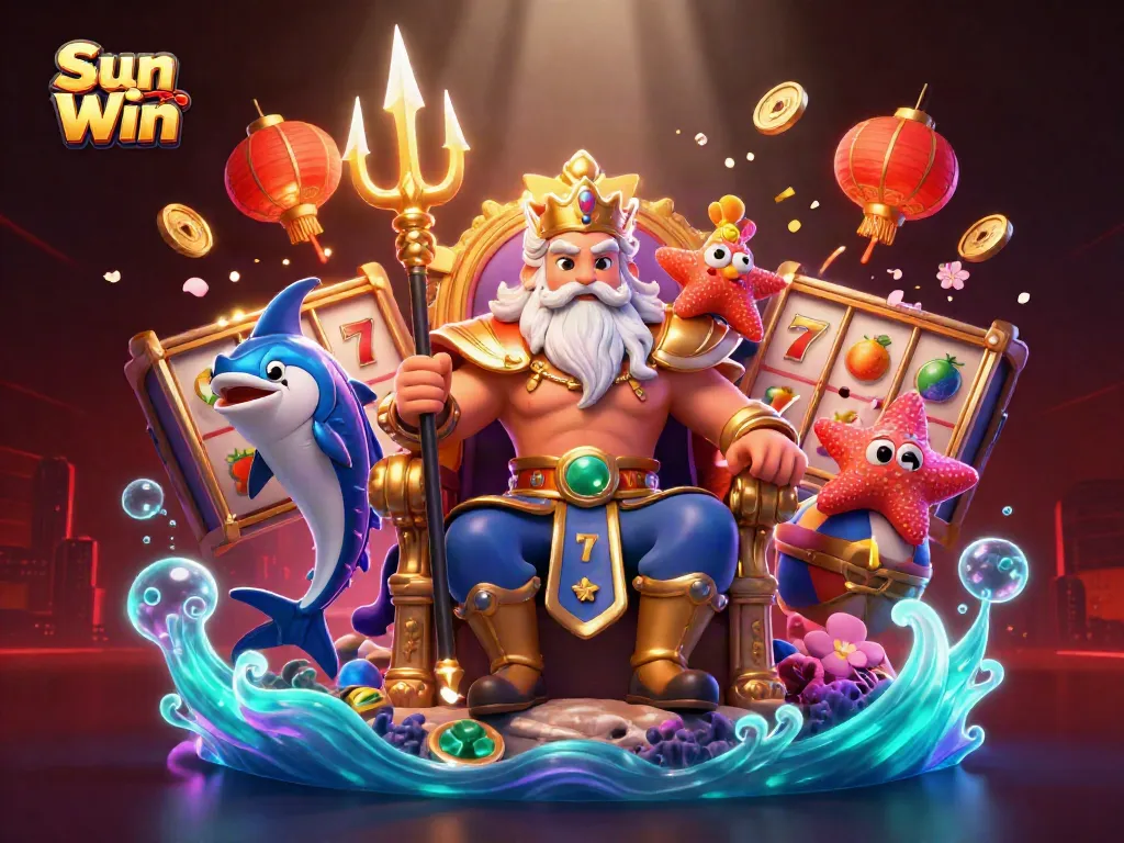 Experience the excitement of Sun Win with vibrant slot reels and dynamic gaming elements.