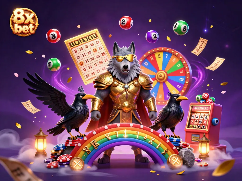 Engaging illustration showcasing 8x bet with Norse mythology elements and vibrant gambling imagery.