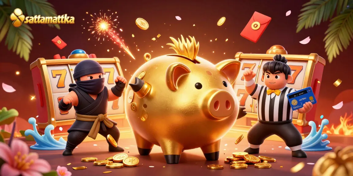 Engage with sattamattka gameplay as a golden piggy bank gladiator conquers in a vibrant casino scene.